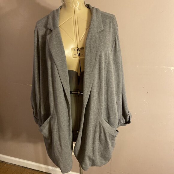 Torrid 5 (5xl) Open Blazer Snap Cuff 3/4 Sleeves Mid Weight Lined Gray Collared - Picture 1 of 9